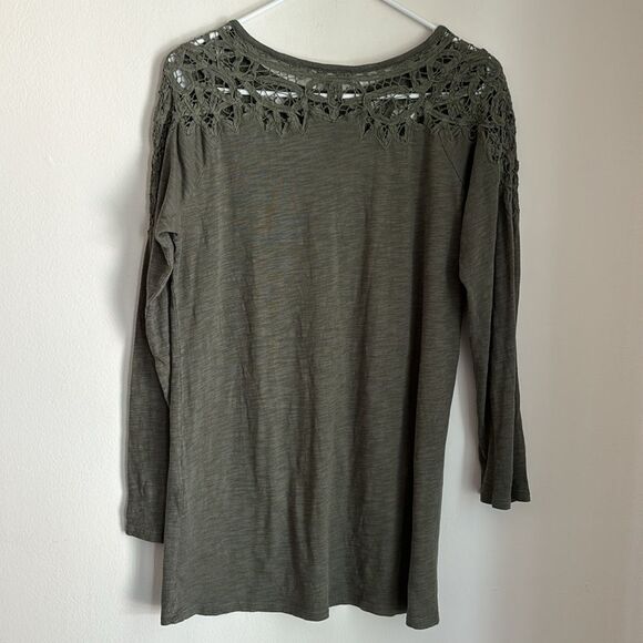 J. Jill Womens Tunic Size Sm Green Lace Round Neck Long Sleeve Top! - Picture 8 of 10